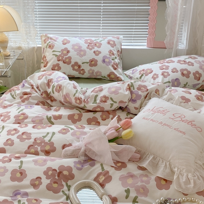 91家纺网 家纺一手货源 找家纺 昔可 2022新款爱丽丝梦游仙境系列四件套 甜尼粉花