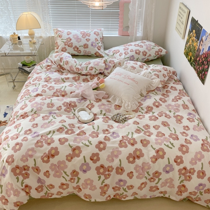 91家纺网 家纺一手货源 找家纺 昔可 2022新款爱丽丝梦游仙境系列四件套 甜尼粉花