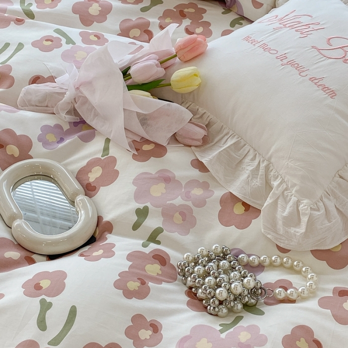 91家纺网 家纺一手货源 找家纺 昔可 2022新款爱丽丝梦游仙境系列四件套 甜尼粉花