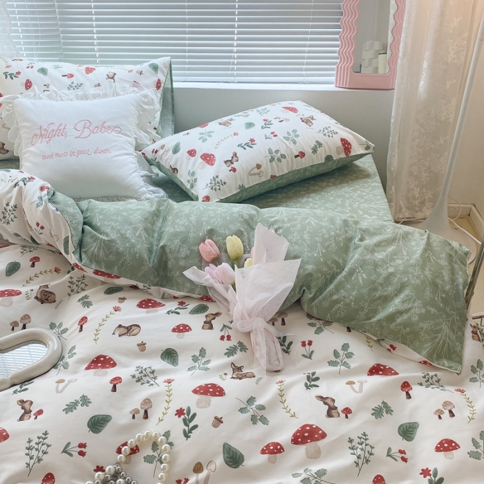 91家纺网 家纺一手货源 找家纺 昔可 2022新款爱丽丝梦游仙境系列四件套 小鹿遇险记