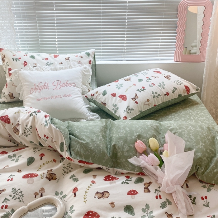 91家纺网 家纺一手货源 找家纺 昔可 2022新款爱丽丝梦游仙境系列四件套 小鹿遇险记