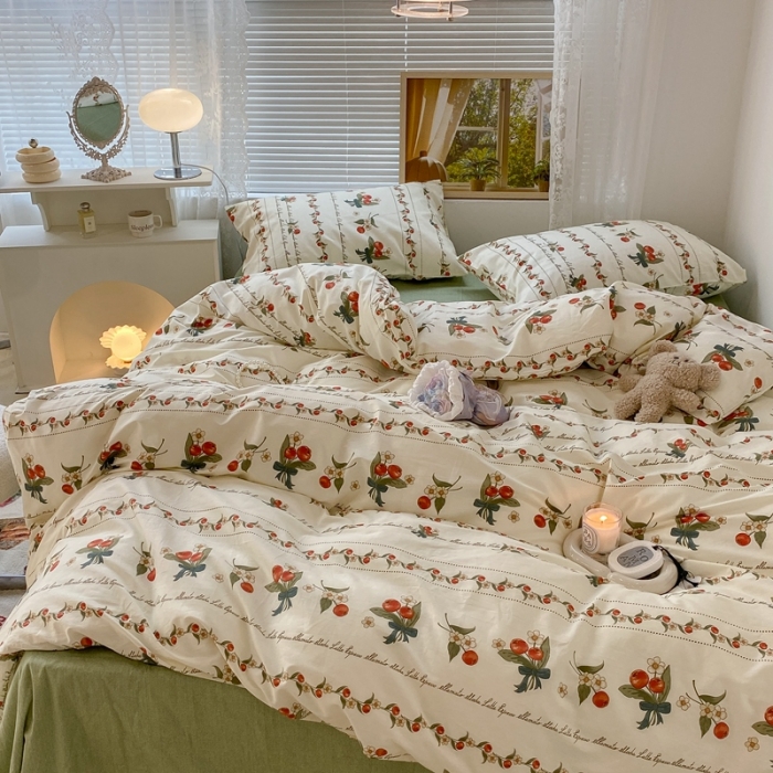 91家纺网 家纺一手货源 找家纺 昔可 2022新款爱丽丝梦游仙境系列四件套 樱桃花
