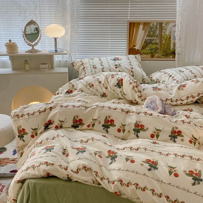 91家纺网 家纺一手货源 找家纺 昔可 2022新款爱丽丝梦游仙境系列四件套 樱桃花