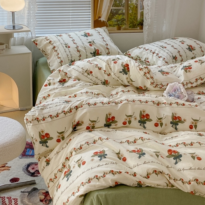 91家纺网 家纺一手货源 找家纺 昔可 2022新款爱丽丝梦游仙境系列四件套 樱桃花