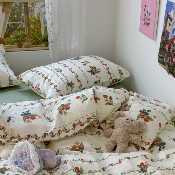 91家纺网 家纺一手货源 找家纺 昔可 2022新款爱丽丝梦游仙境系列四件套 樱桃花
