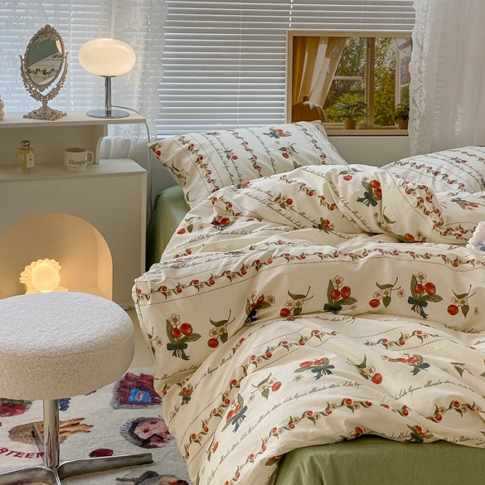 91家纺网 家纺一手货源 找家纺 昔可 2022新款爱丽丝梦游仙境系列四件套 樱桃花