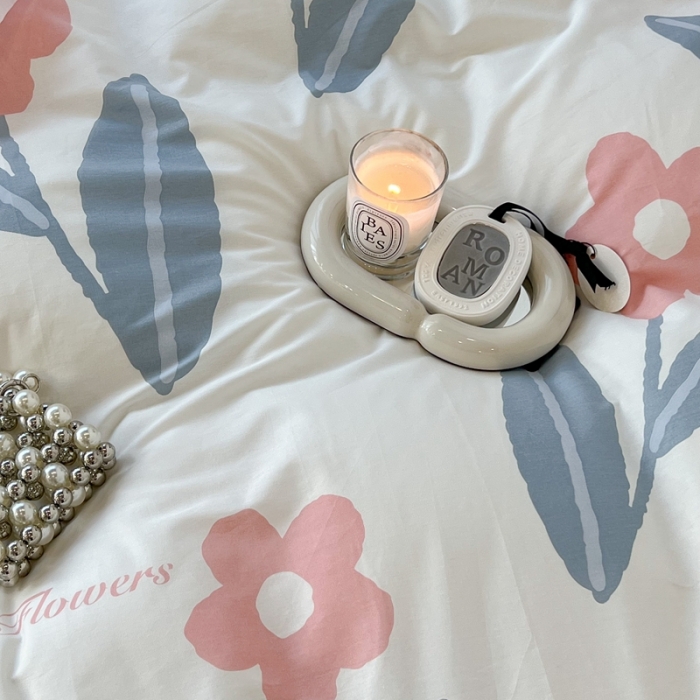 91家纺网 家纺一手货源 找家纺 昔可 2022新款简约花朵四件套 夏日物语粉