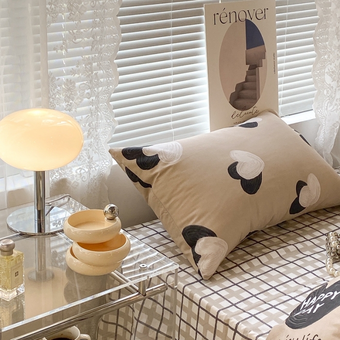 91家纺网 家纺一手货源 找家纺 昔可 2022新款简约花朵四件套 油画爱心