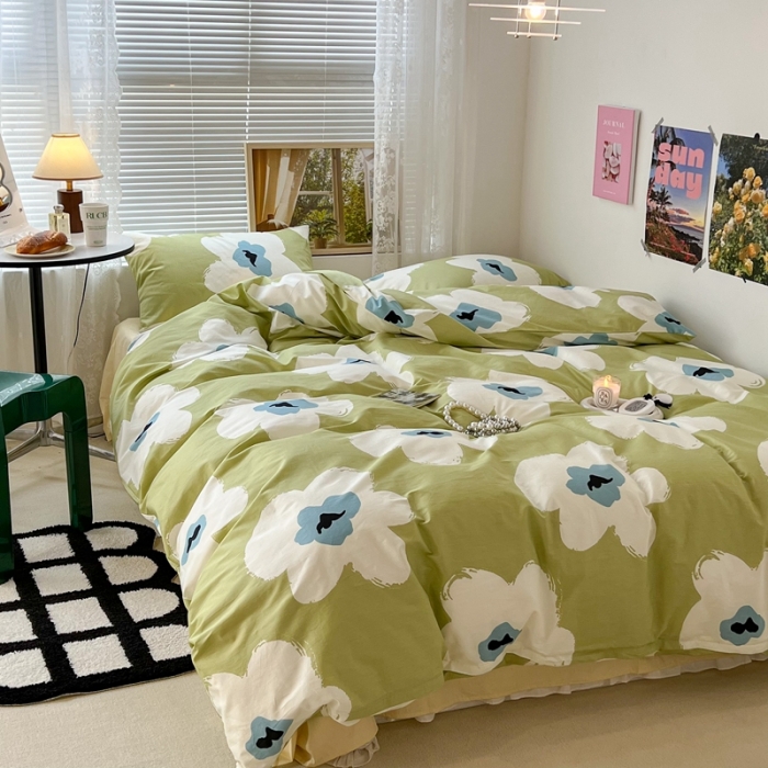 91家纺网 家纺一手货源 找家纺 昔可 2022新款简约花朵四件套 仲夏花开