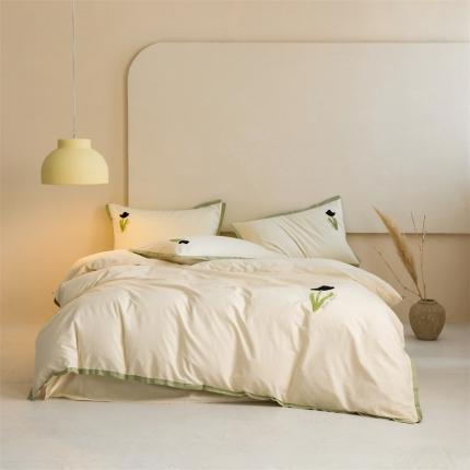 91家纺网 家纺一手货源 找家纺 （总）名品优仓 2023新款水洗棉毛巾绣四件套-风信子