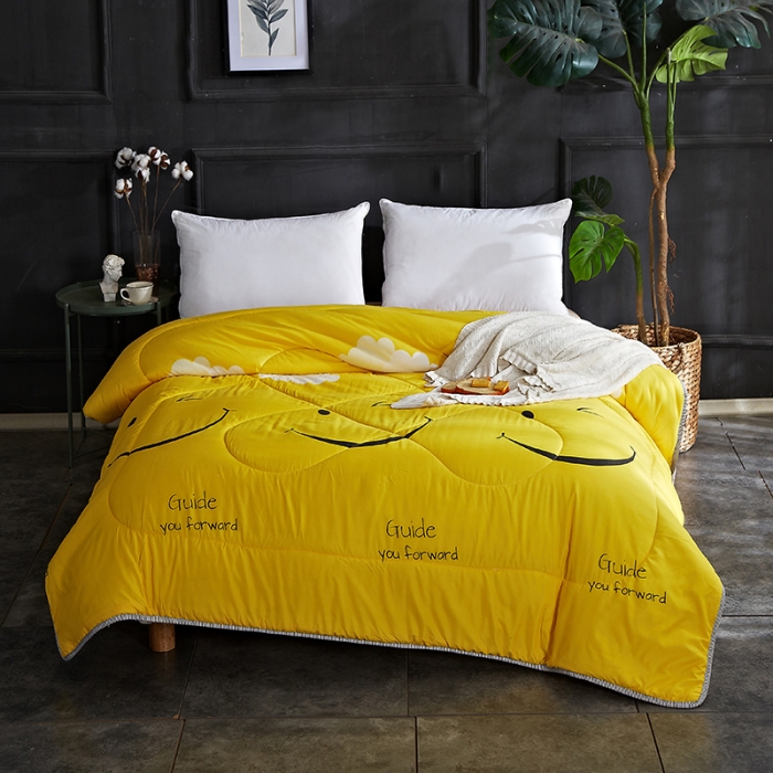 91家纺网 家纺一手货源 找家纺 百花王 2022新款印花礼品冬被子被芯（花型随机） 笑脸