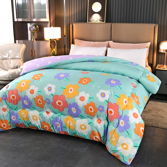 91家纺网 家纺一手货源 找家纺 百花王 2022新款印花礼品冬被子被芯（花型随机） 爱的花海