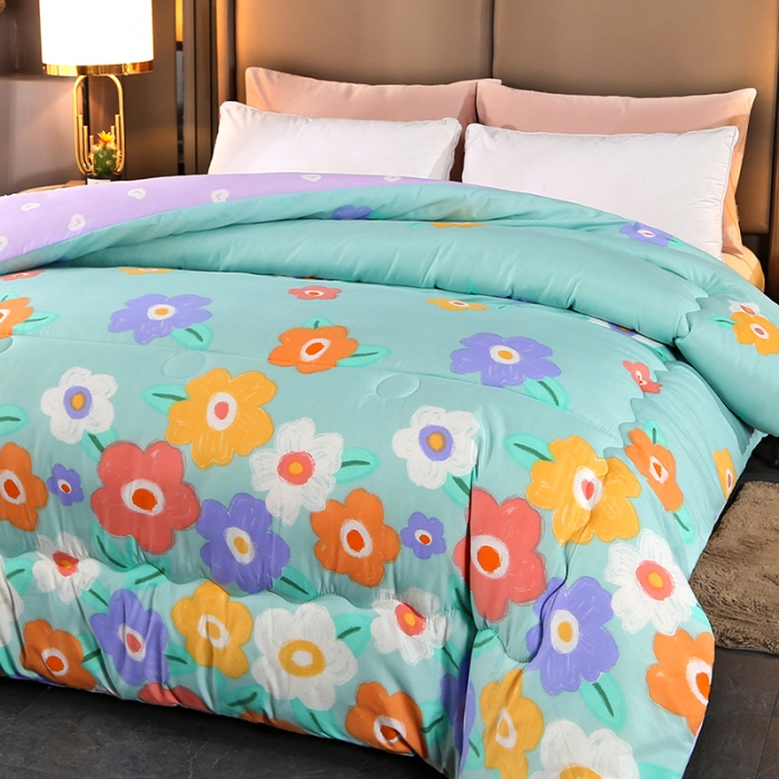 91家纺网 家纺一手货源 找家纺 百花王 2022新款印花礼品冬被子被芯（花型随机） 爱的花海