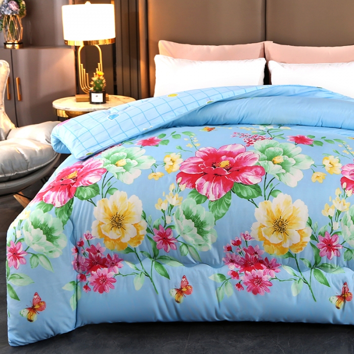 91家纺网 家纺一手货源 找家纺 百花王 2022新款印花礼品冬被子被芯（花型随机） 富贵花开