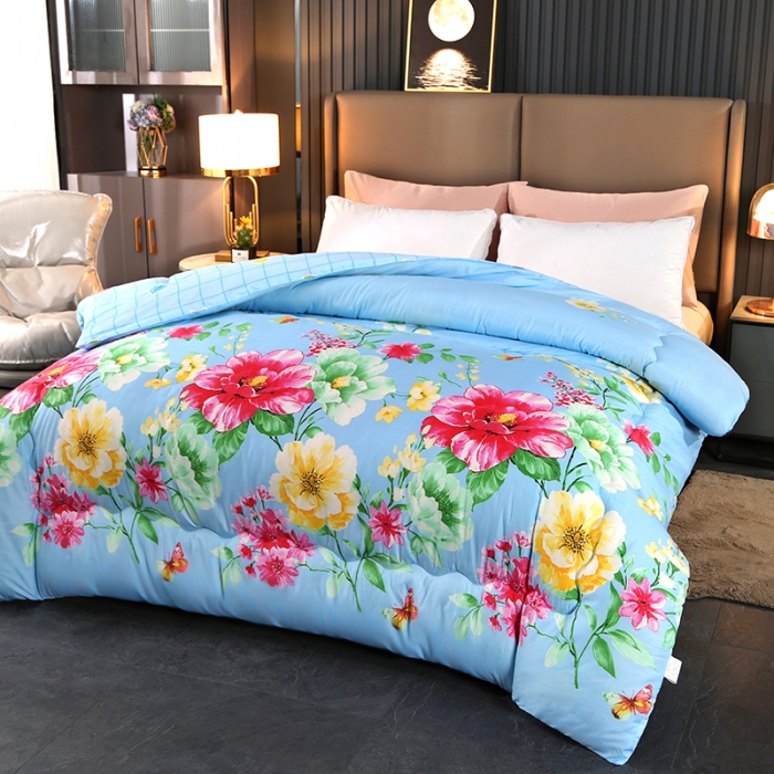 91家纺网 家纺一手货源 找家纺 百花王 2022新款印花礼品冬被子被芯（花型随机） 富贵花开