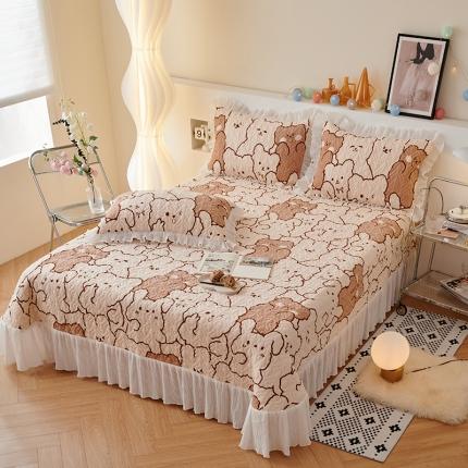 91家纺网 家纺一手货源 找家纺 （总）2023新款高克重牛奶绒夹棉床盖三件套