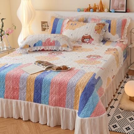 91家纺网 家纺一手货源 找家纺 （总）2023新款高克重牛奶绒夹棉床盖三件套