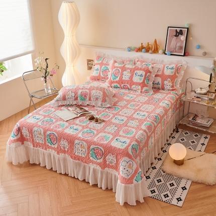 91家纺网 家纺一手货源 找家纺 （总）2023新款高克重牛奶绒夹棉床盖三件套