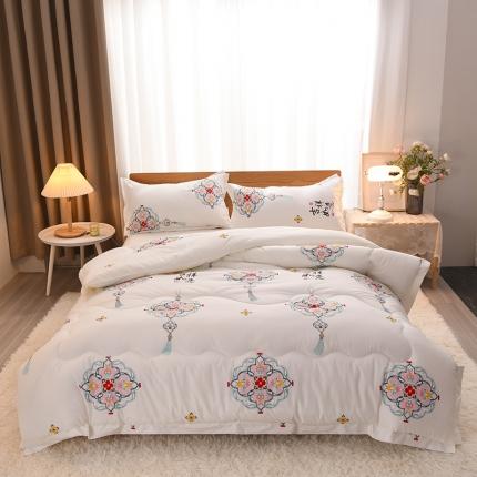 91家纺网 家纺一手货源 找家纺 圣靓 2023新款暖眠大豆纤维被冬被春秋被子被芯直播 吉祥