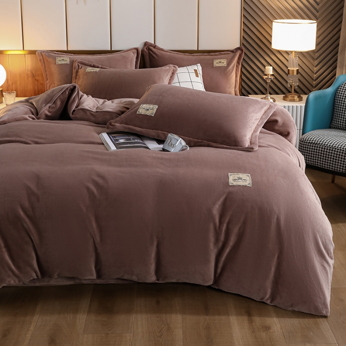 91家纺网 家纺一手货源 找家纺 优姿2022新款9斤重牛奶棉床裙款四件套 豆沙驼