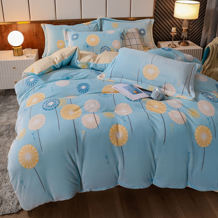 91家纺网 家纺一手货源 找家纺 优姿2022新款9斤重牛奶棉床裙款四件套 夏日幽香-兰