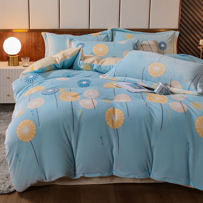 91家纺网 家纺一手货源 找家纺 优姿2022新款9斤重牛奶棉床裙款四件套 夏日幽香-兰