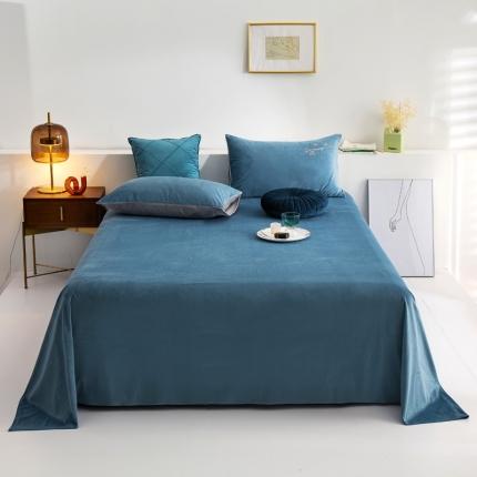 91家纺网 家纺一手货源 找家纺 798家纺 2022新款宝宝绒刺绣单床单 挪威蓝