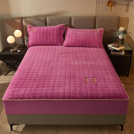 91家纺网 家纺一手货源 找家纺 （总）恒爱 秋冬新款A类牛奶绒刺绣夹棉单床笠--H系列