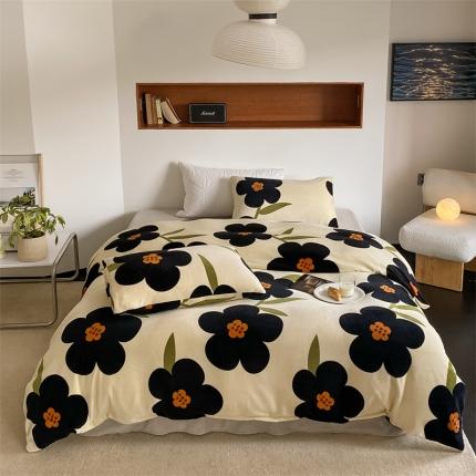 91家纺网 家纺一手货源 找家纺 798家纺 2022新款印花牛奶绒四件套 安冉