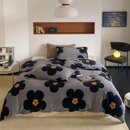 91家纺网 家纺一手货源 找家纺 798家纺 2022新款印花牛奶绒四件套 浅陌