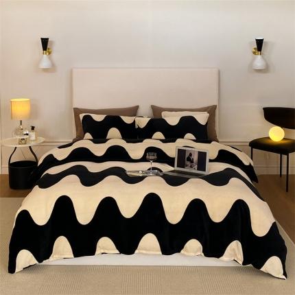 91家纺网 家纺一手货源 找家纺 798家纺 2022新款印花牛奶绒四件套 乳酪