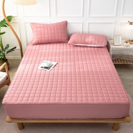 91家纺网 家纺一手货源 找家纺 慕木家纺 2025新款亲肤磨毛夹棉床笠三件套 豆沙粉