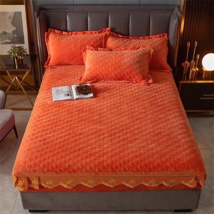 91家纺网 家纺一手货源 找家纺 恒爱 2022秋冬新款A类宝宝绒轻奢刺绣床笠 轻奢床笠爱玛橙