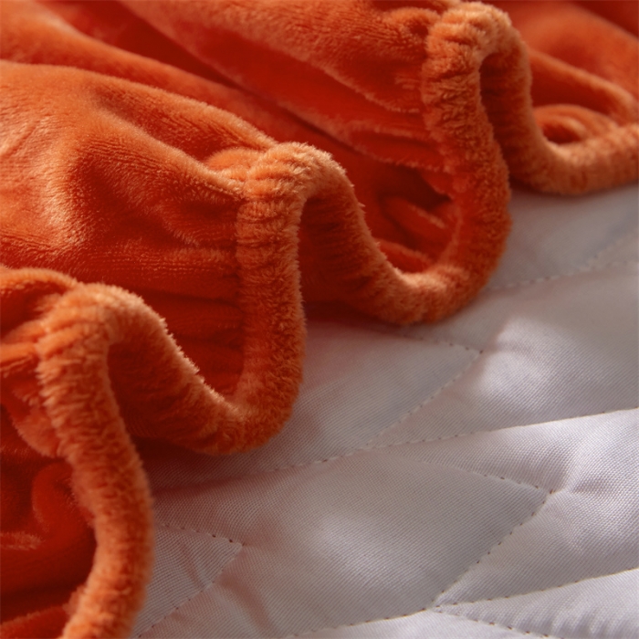 91家纺网 家纺一手货源 找家纺 恒爱 2022秋冬新款A类宝宝绒轻奢刺绣床笠 轻奢床笠爱玛橙