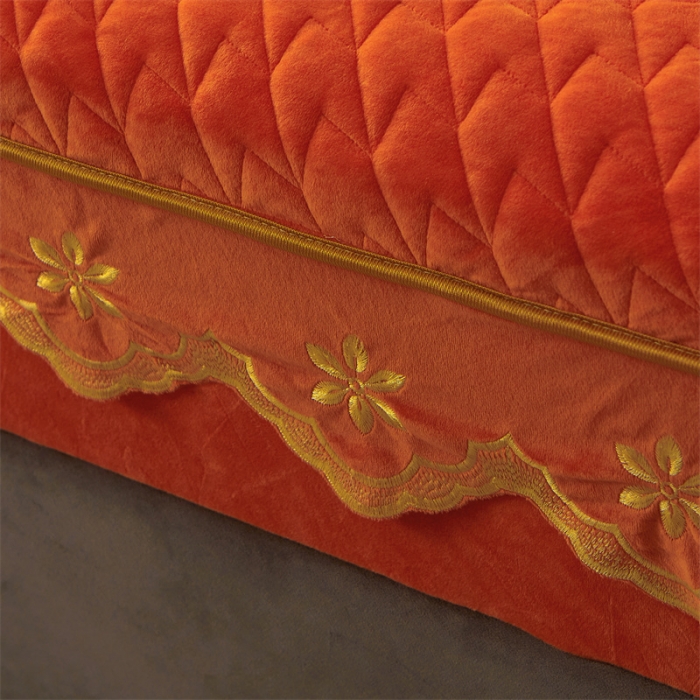 91家纺网 家纺一手货源 找家纺 恒爱 2022秋冬新款A类宝宝绒轻奢刺绣床笠 轻奢床笠爱玛橙