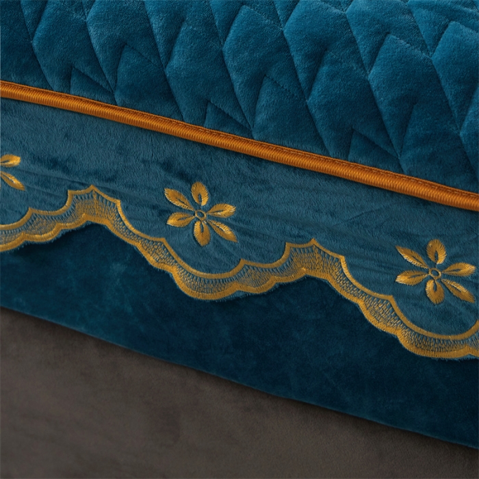 91家纺网 家纺一手货源 找家纺 恒爱 2022秋冬新款A类宝宝绒轻奢刺绣床笠 轻奢床笠宾利蓝