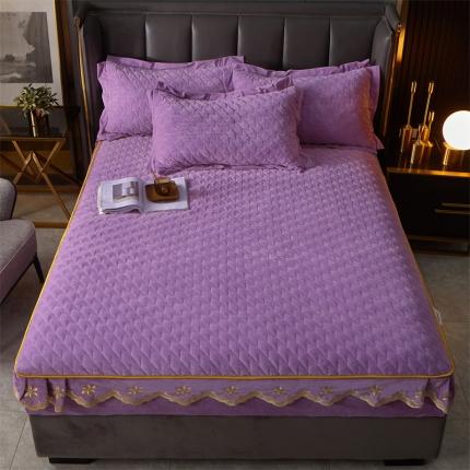 恒爱 2022秋冬新款A类宝宝绒轻奢刺绣床笠 轻奢床笠豆沙紫