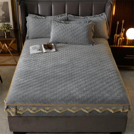 恒爱 2022秋冬新款A类宝宝绒轻奢刺绣床笠 轻奢床笠高级灰