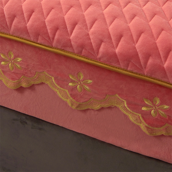 91家纺网 家纺一手货源 找家纺 恒爱 2022秋冬新款A类宝宝绒轻奢刺绣床笠 轻奢床笠梦想粉