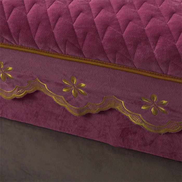 91家纺网 家纺一手货源 找家纺 恒爱 2022秋冬新款A类宝宝绒轻奢刺绣床笠 轻奢床笠深豆沙