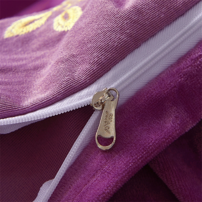 91家纺网 家纺一手货源 找家纺 恒爱 2022秋冬新款A类宝宝绒轻奢刺绣床笠 轻奢床笠香芋紫