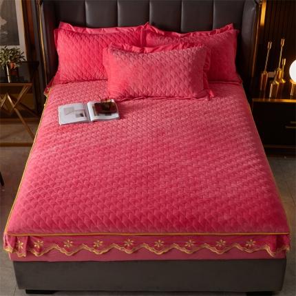 恒爱 2022秋冬新款A类宝宝绒轻奢刺绣床笠 轻奢床笠砖红