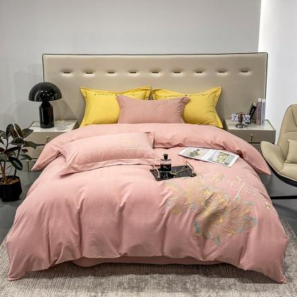 91家纺网 家纺一手货源 找家纺 （总）涵宸 2022新款全棉铂金磨毛刺绣四件套-篱园系列