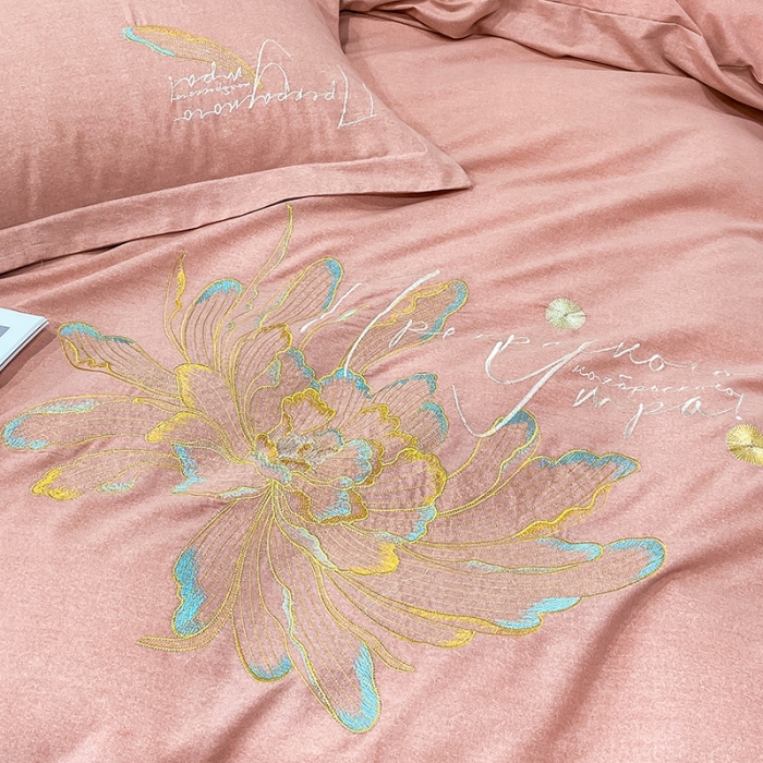 91家纺网 家纺一手货源 找家纺 （总）涵宸 2022新款全棉铂金磨毛刺绣四件套-篱园系列