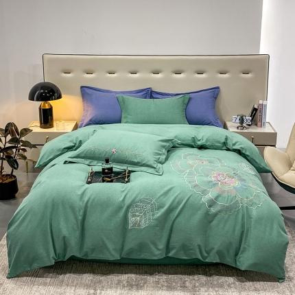 91家纺网 家纺一手货源 找家纺 （总）涵宸 2022新款全棉铂金磨毛刺绣四件套-月息系列