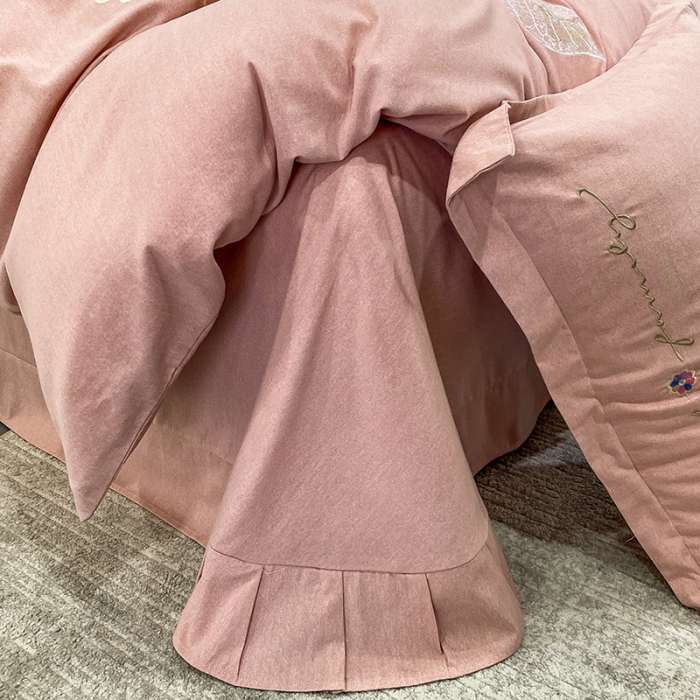 91家纺网 家纺一手货源 找家纺 涵宸 2022新款全棉铂金磨毛刺绣四件套-月息系列 月息-蜜桃玉