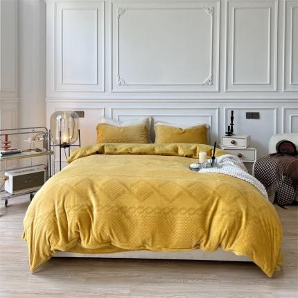 91家纺网 家纺一手货源 找家纺 （总）芯氧 2022新款210克牛奶绒雕花四件套-丽芙