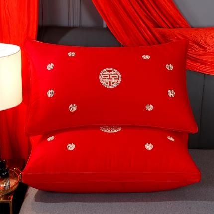 91家纺网 家纺一手货源 找家纺 梦叶草 2023新款全棉大红婚庆枕芯纯棉枕头 喜事多多