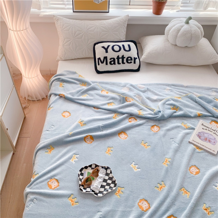 91家纺网 家纺一手货源 找家纺 蜜柚 2024新款立体锁边云朵绒印花毛毯四季毯 狮子王