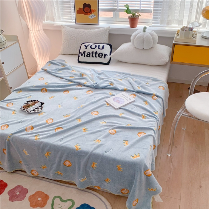 91家纺网 家纺一手货源 找家纺 蜜柚 2024新款立体锁边云朵绒印花毛毯四季毯 狮子王